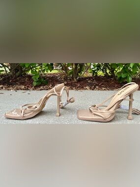 EGO Nude Strappy Heels Size 6 – Square Toe – Never Worn – Sexy Minimalist Style